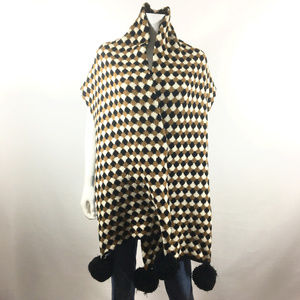 Anthropologie Oversized Hand Knitted Scarf pom pom